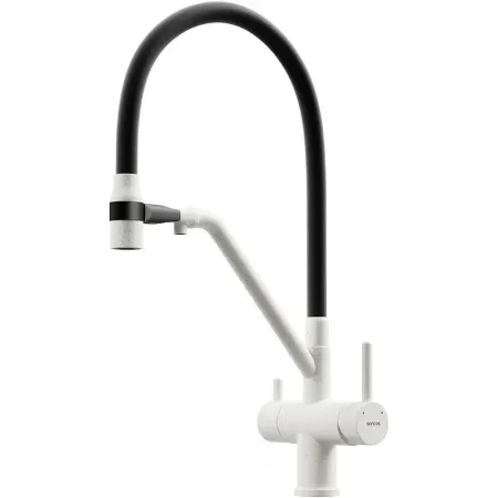 Смеситель для кухонной мойки Sancos Dora SC4003GR, с подключением к фильтру, с гибким изливом, цвет белый гранит