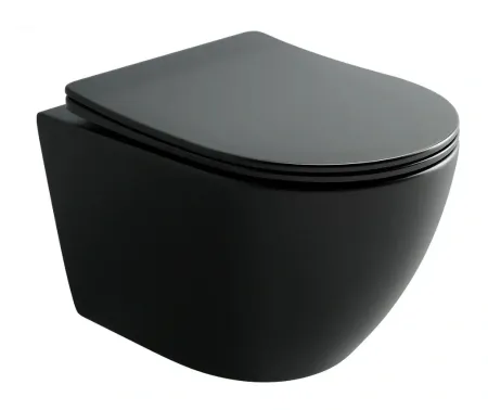 Подвесной унитаз Ceramicanova Uno CN11001TMB, безободковый, смыв Торнадо, сиденье микролифт, черный матовый, сантехфарфор