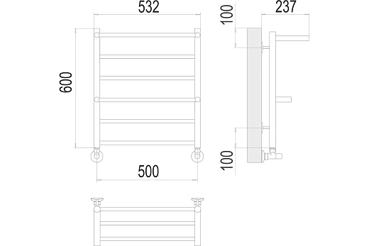Полотенцесушитель водяной Terminus Аврора П6 500х600 хром с 2 полками