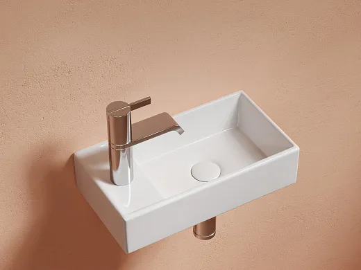 Раковина подвесная CeramicaNova Element, прямоугольная, 407x217x100 мм, чаша справа, белый глянцевый, CN6051R