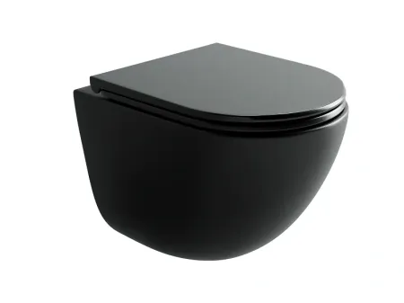 Подвесной унитаз Ceramicanova Vogue, CN4008TMB, Торнадо, безободковый, крышка-сиденье микролифт, черный матовый, сантехфарфор