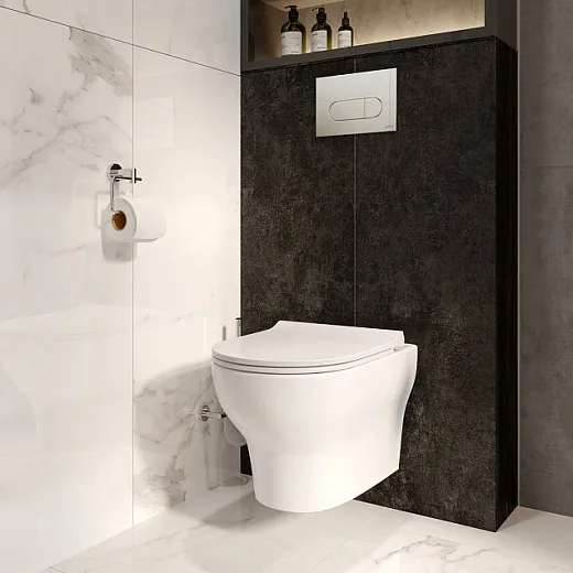 Подвесной унитаз безободковый Vitra Zentrum Round SmoothFlush  (укороченный 50 см) без сиденья, белый, санитарный фарфор, антибактериальное покрытие Hygiene 7786B003-0075