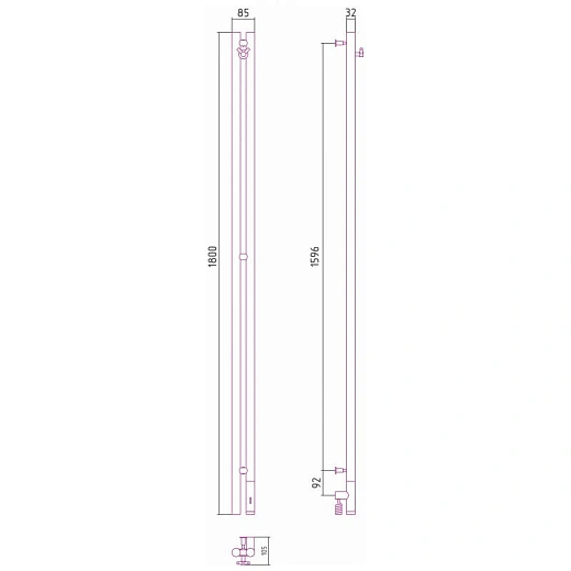 Полотенцесушитель электрический Сунержа Нюанс 3.0, 1800x100, цвет состаренная латунь, 051-5843-1853
