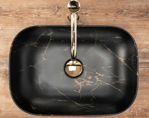 Умывальник Rea Belinda Black Marble Matt 46.5х33,5, REA-U8908