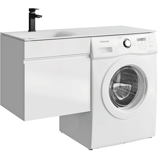 Тумба с умывальником под стиральную машину Aqwella Duet 53 (L) подвесная белая