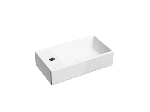 Раковина подвесная CeramicaNova Element, прямоугольная, 407x217x100 мм, чаша справа, белый глянцевый, CN6051R