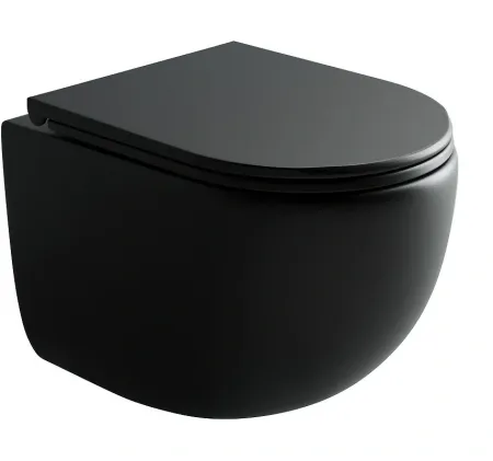 Подвесной унитаз Ceramicanova Up Rimless, CN4007MB, безободковый, крышка-сиденье микролифт, черный матовый, сантехфарфор