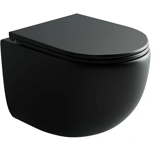 Подвесной унитаз Ceramicanova Up Rimless, CN4007MB, безободковый, крышка-сиденье микролифт, черный матовый, сантехфарфор