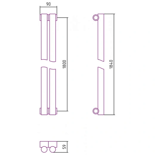 Радиатор трубчатый Сунержа Эстет-1, 2 секции, боковое подключение, цвет золото, 03-0301-1802 Радиатор трубчатый Сунержа Эстет-1, 2 секции, боковое подключение, цвет золото, 03-0301-1802