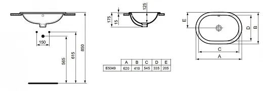 Раковина Ideal Standard Connect E504901 62 см