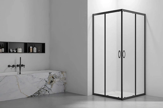 Душевой уголок Veconi Rovigo RV-101B 80x80 прозрачные стекла / профиль черный матовый