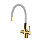 Смеситель PAULMARK SALIX Sa213419-Gw, (золото/белый)