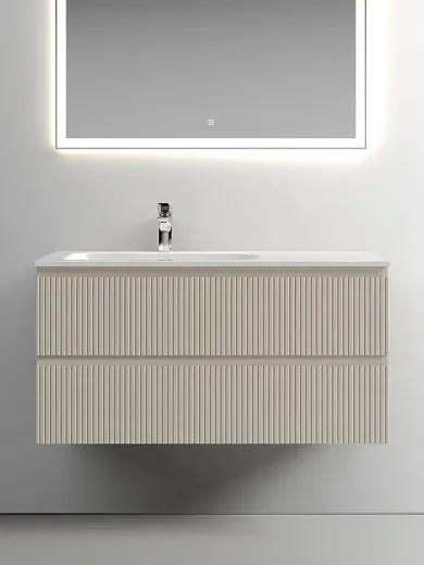 Тумба под раковину Sancos Snob T 100 см подвесная, левая, Beige Soft, SNT100LCE