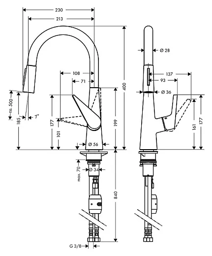 Смеситель Hansgrohe Talis S 72813000 для кухонной мойки