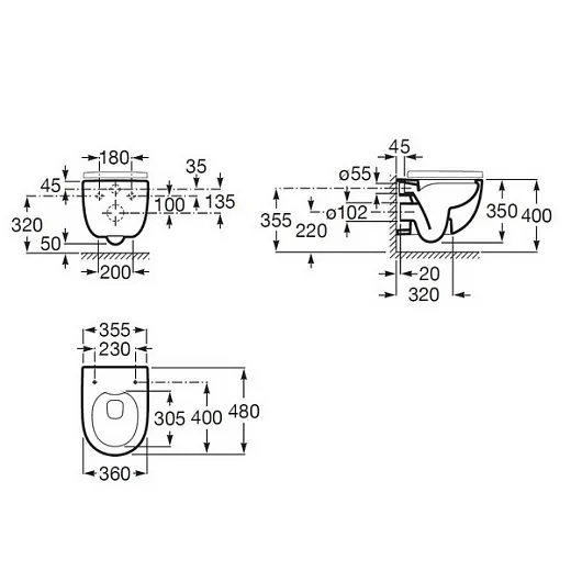 Унитаз подвесной Roca Meridian-N Compact Rimless, с крышкой Slim Soft Close, A34H242000