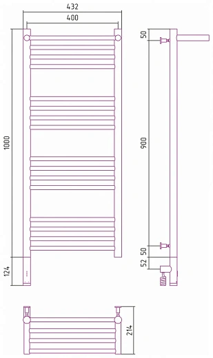Полотенцесушитель электрический Сунержа Богема 3.0, 1000 x 400 с полкой, хром, L/R