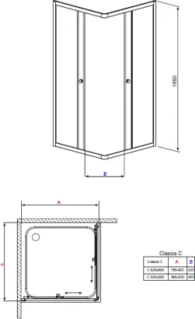 Душевой уголок Radaway Classic C 1850 80x80x185 коричневое/хром