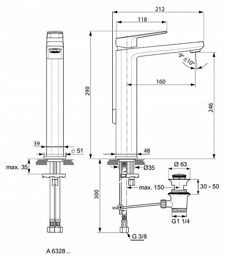 Смеситель Ideal Standard Tonic II A6328AA для раковины, с донным клапаном