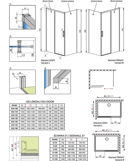 Боковая стенка Radaway Idea Gold S1 110 х 200.5 см, стекло прозрачное, профиль золото, правая, 387053-09-01R