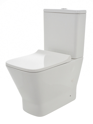 Чаша напольного унитаза AQUAme AQM1005 напольный Rimless c сиденьем SoftClose, горизонтальный выпуск. 620x345x415мм