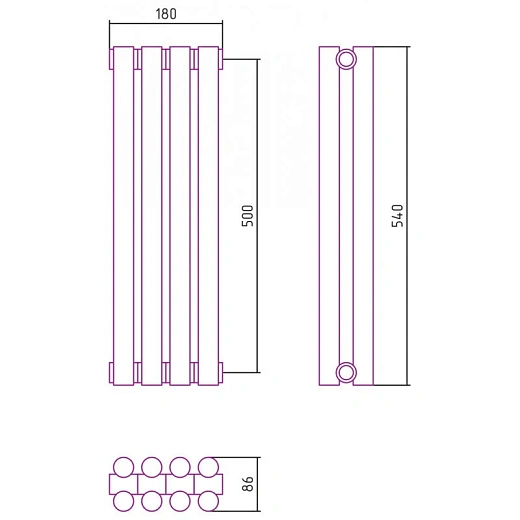 Радиатор трубчатый Сунержа Эстет-11, 4 секции, боковое подключение, цвет матовое золото, 032-0302-5004 Радиатор трубчатый Сунержа Эстет-11, 4 секции, боковое подключение, цвет матовое золото, 032-0302-5004