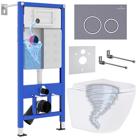Комплект инсталляции с унитазом 6 в 1 Roxen StounFix Dual Fresh 968349 (состоит из: 710200, Santi 410260DG, 530205-01)