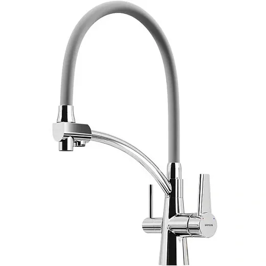 Смеситель для кухонной мойки Sancos Eri SC4001CH, с подключением к фильтру, с гибким изливом, цвет хром