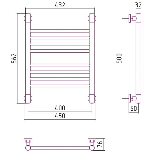 Полотенцесушитель водяной Сунержа Богема+, 500x400, цвет шампань, 020-0220-5040