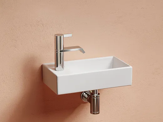 Раковина подвесная CeramicaNova Element, прямоугольная, 407x217x100 мм, чаша справа, белый глянцевый, CN6051R
