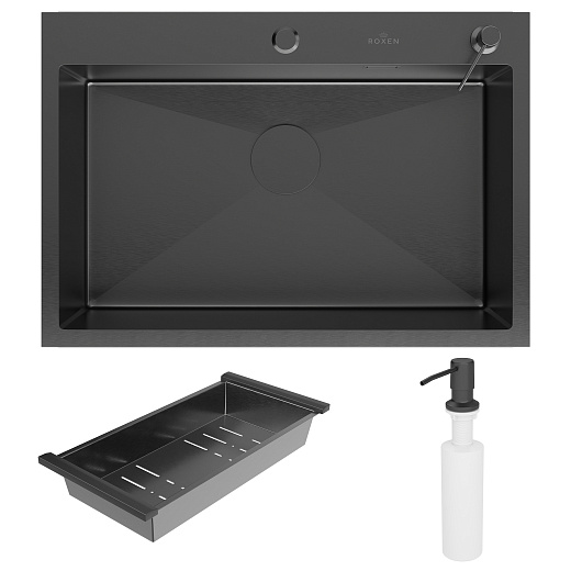 Кухонная мойка врезная Roxen Simple 70 PVD (графит)
