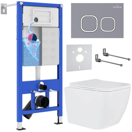 Комплект инсталляции с унитазом 6 в 1 Roxen StounFix Dual Fresh 966383 (состоит из: 710200, Santi 410280DG, 530135-01) Комплект инсталляции с унитазом 6 в 1 Roxen StounFix Dual Fresh 966383 (состоит из: 710200, Santi 410280DG, 530135-01)
