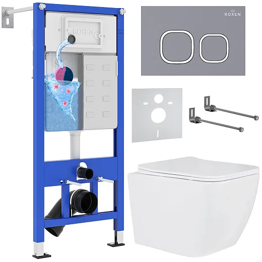 Комплект инсталляции с унитазом 6 в 1 Roxen StounFix Dual Fresh 966383 (состоит из: 710200, Santi 410280DG, 530135-01)