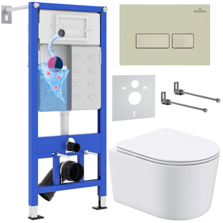 Комплект инсталляции с унитазом 6 в 1 Roxen StounFix Dual Fresh 966686 (состоит из: 710200, Caspia 410280BG, 530120-01) Комплект инсталляции с унитазом 6 в 1 Roxen StounFix Dual Fresh 966686 (состоит из: 710200, Caspia 410280BG, 530120-01)