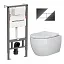 Комплект: инсталляция Ceramicanova Balance с кнопкой Balance Rect хром и унитаз подвесной Ceramicanova Play Rimless с сиденьем микролифт