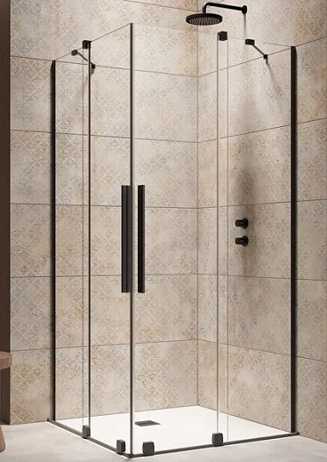 Душевая дверь Radaway Furo KDD Black, 90 x 200 см, с неподвижной частью, стекло прозрачное, профиль черный, правая, 10105090-54-01R