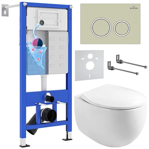 Комплект инсталляции с унитазом 6 в 1 Roxen StounFix Dual Fresh 966284 (состоит из: 710200, Santi 410260BG, 530170-01)