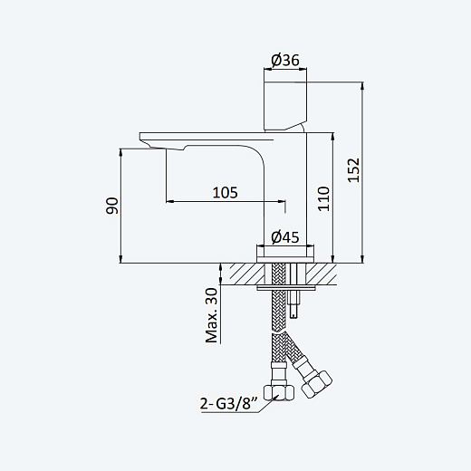 Смеситель для умывальника Bruma Adagio 1930101MM Morning Mist сталь матовая