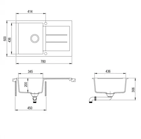 Мойка AquaSanita Tesa SQT 101 222 AW graphite