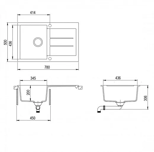 Мойка AquaSanita Tesa SQT 101 222 AW graphite