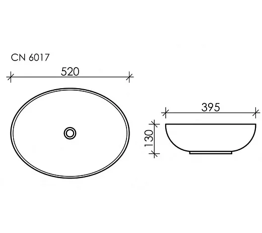 Раковина Ceramicanova Element CN6017, 52 x 39.5 x 13 см, накладная, белая, сантехфарфор
