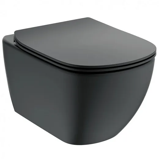 T0079V3+T3527V3 Унитаз подвесной Ideal Standard Tesi AQUABLADE + сиденье тонкое Soft-close, Silk Black