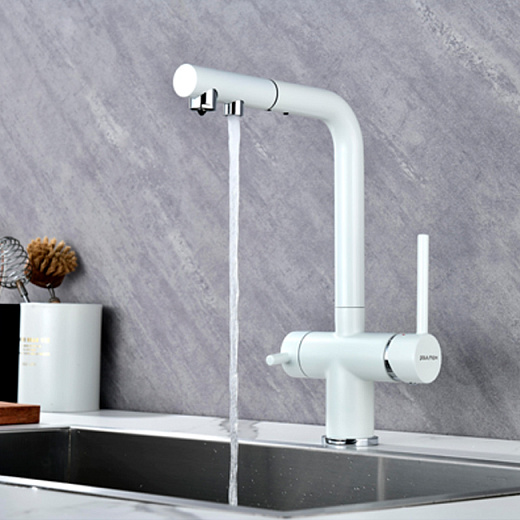 Смеситель PAULMARK SERPENTINE Se213222-431, (белый/белый матовый)