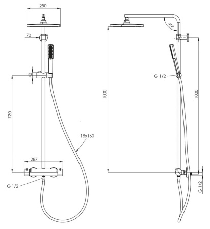 Душевая система Teska Devon DK2102C с термостатом Душевая система Teska Devon DK2102C с термостатом