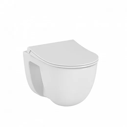 Комплект: подвесной безободковый унитаз S40 SmoothFlush с тонким сиденьем с микролифтом, инсталляцией и панелью управления глянцевый хром [9860B003-7200]