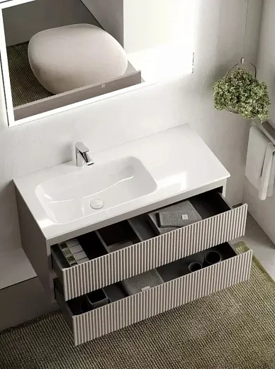 Тумба под раковину Sancos Snob R 100 см подвесная, левая, Doha Soft, SNR100LSM