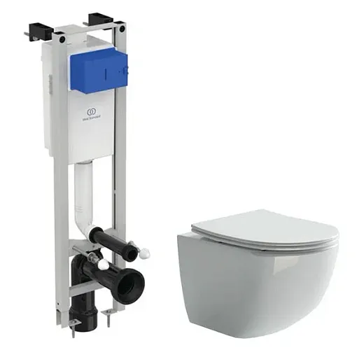 Инсталляция Ideal Standard с безободковым унитазом Ceramicanova Forma Rimless, сиденье микролифт, E233267/CN3009, сантехфарфор