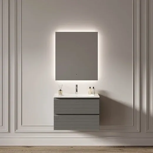 Зеркало Sancos Square 2.0 SQ2.700, 70 x 80 см, с подсветкой, c сенсорным выключателем, цвет белый