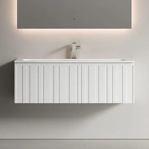 Тумба подвесная Ламель под раковину, белый матовый (bianco) 1190x445x500