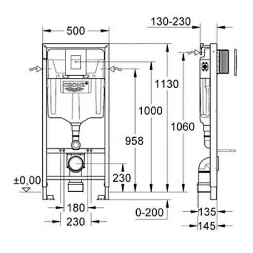 Комплект: инсталляция grohe 38772001 + унитаз Bocchi V-Tondo 1416-001-0129