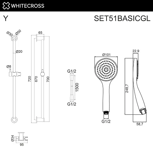 Душевой гарнитур Whitecross SET51BASICGL золото